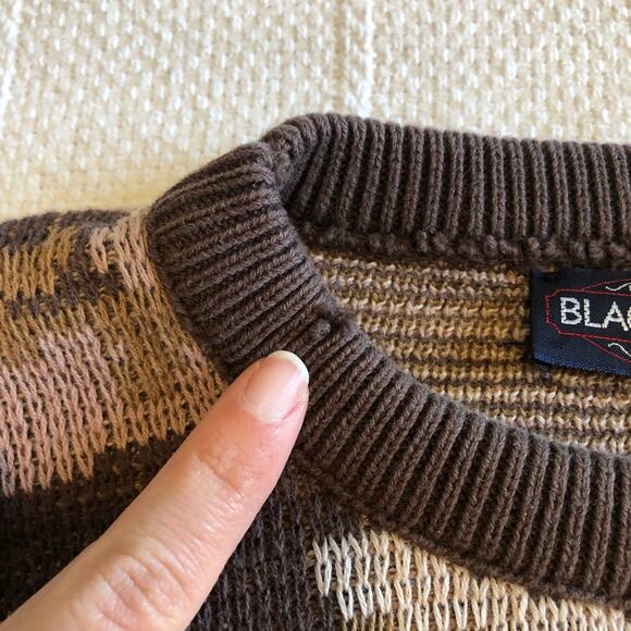 VTG 90s Black Duck Camo Knit Sweater Brown Pink Distressed Military USA Womens M - Picture 5 of 9